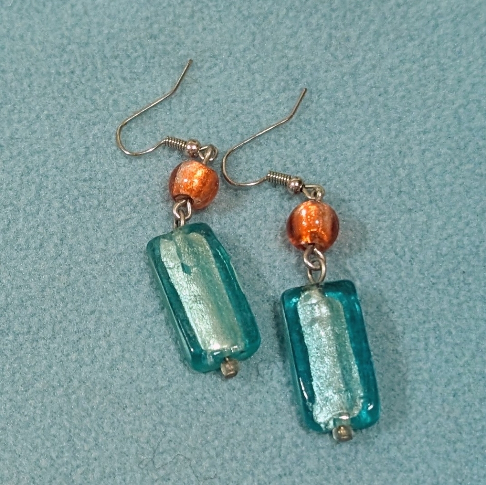Coldwater Creek Beaded Earrings In Orange And Aqua